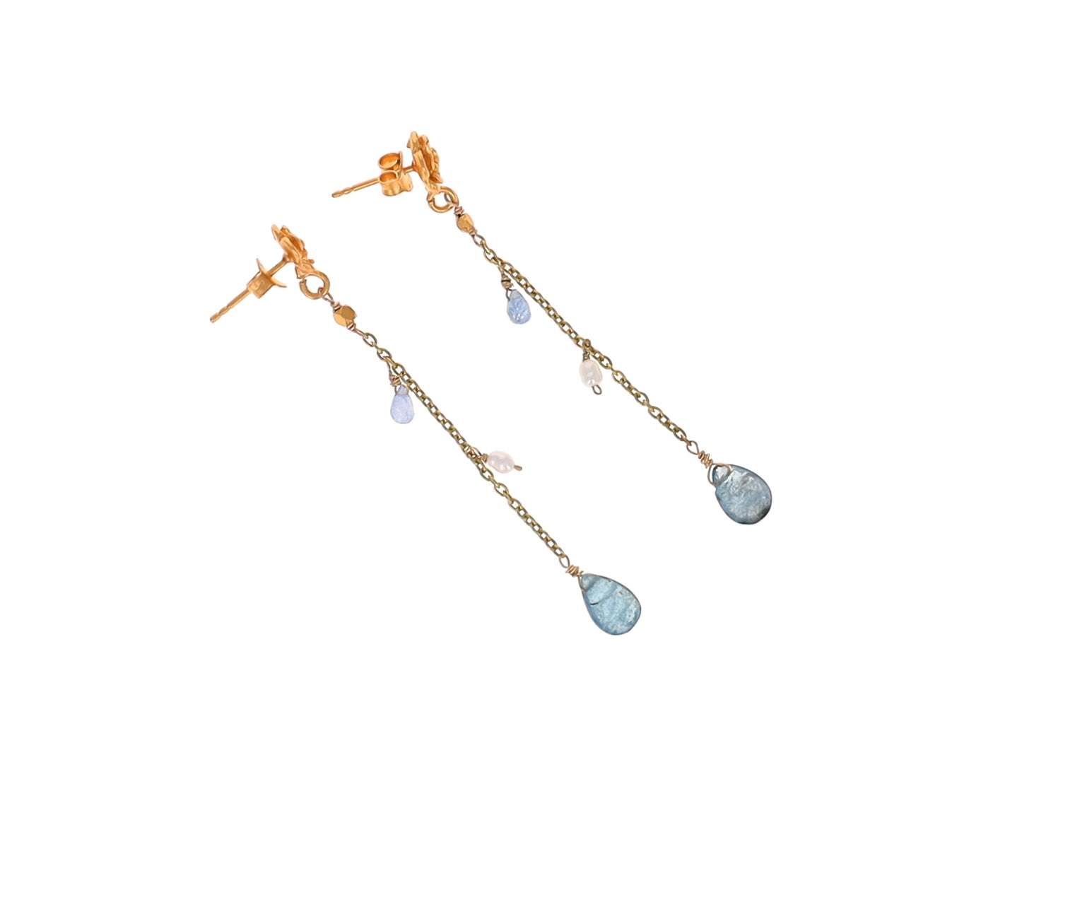 Ombre Sapphire Drop Earrings with Aqua Marine