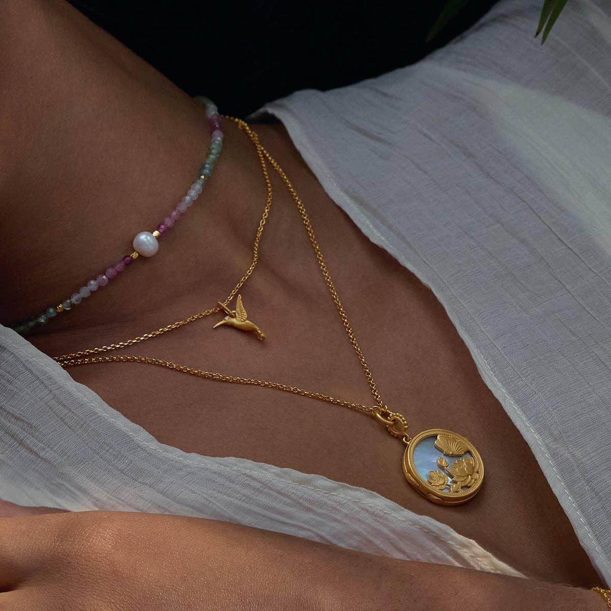 Loving Devotion Hummingbird Necklace 16"