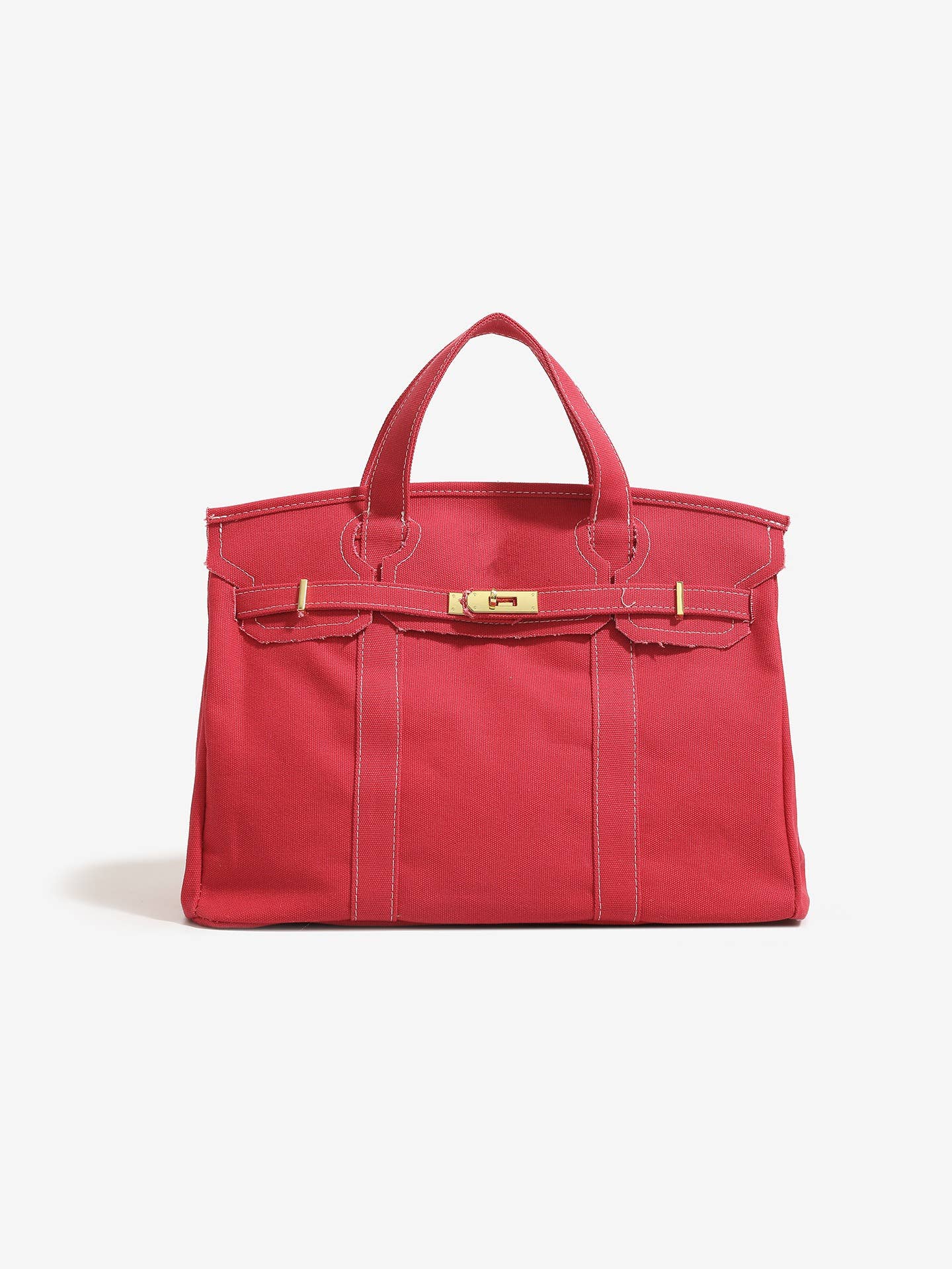 Handmade Premium Cotton Canvas Boat Bag Solid Color Preorder: Red