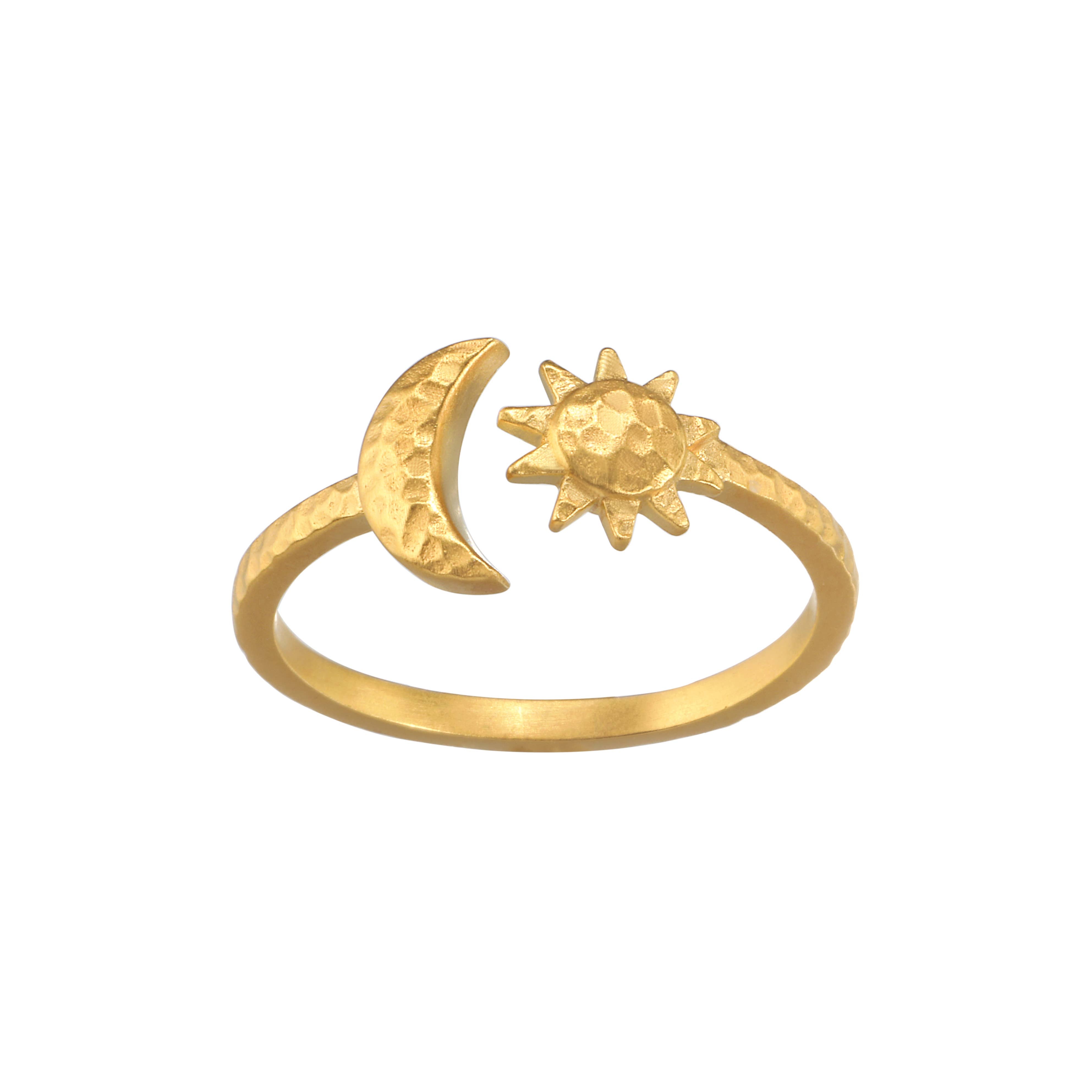 Moon and Stars Open Adjustable Ring
