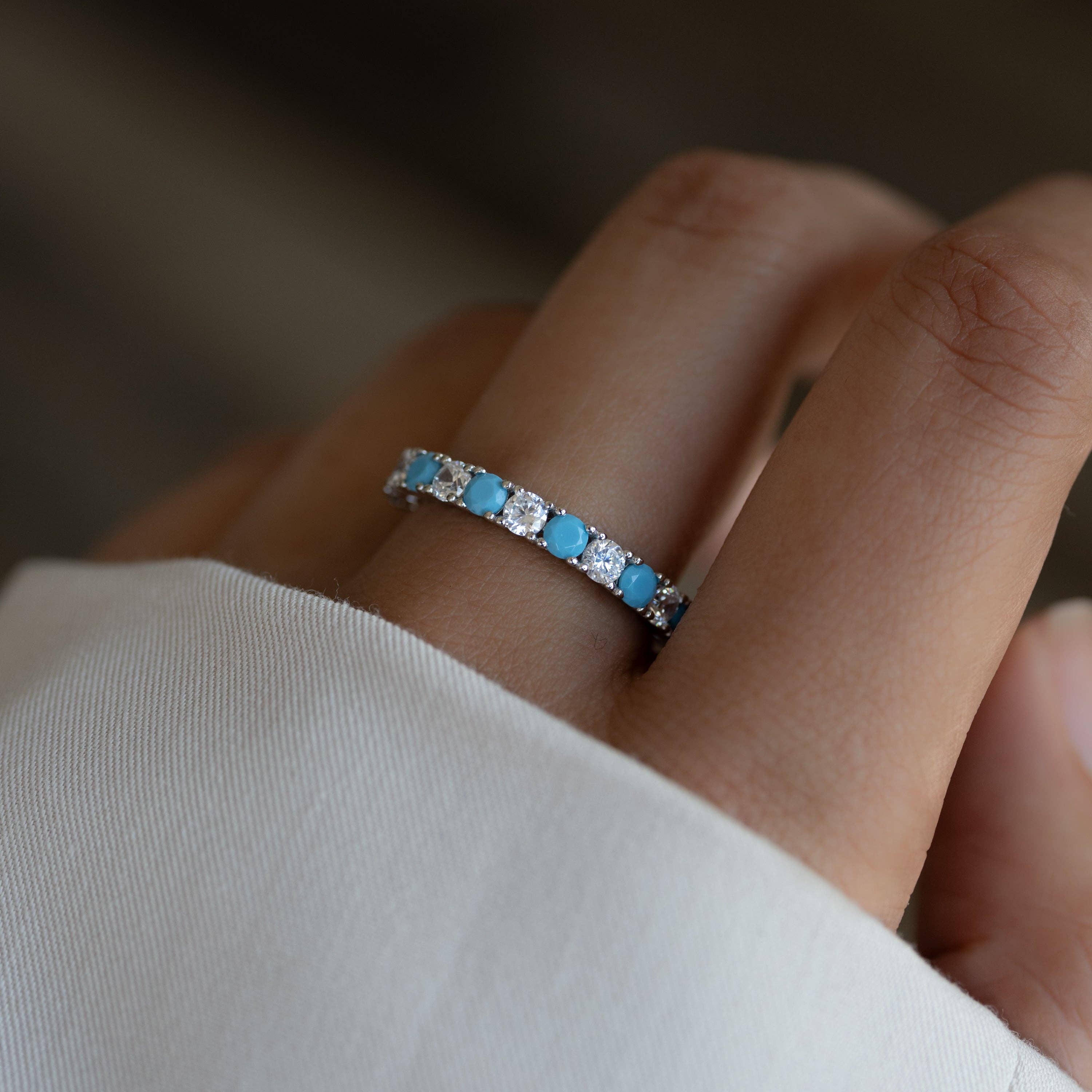 3mm Studded Turquoise Ring