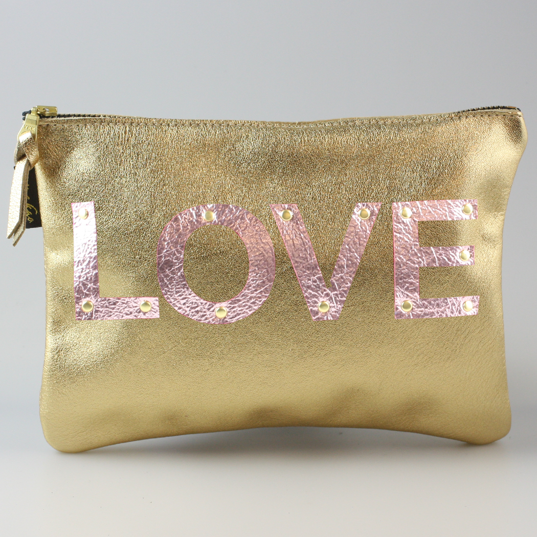The Metallic Applique Carter: LOVE: Sapphire  w/Rose letters