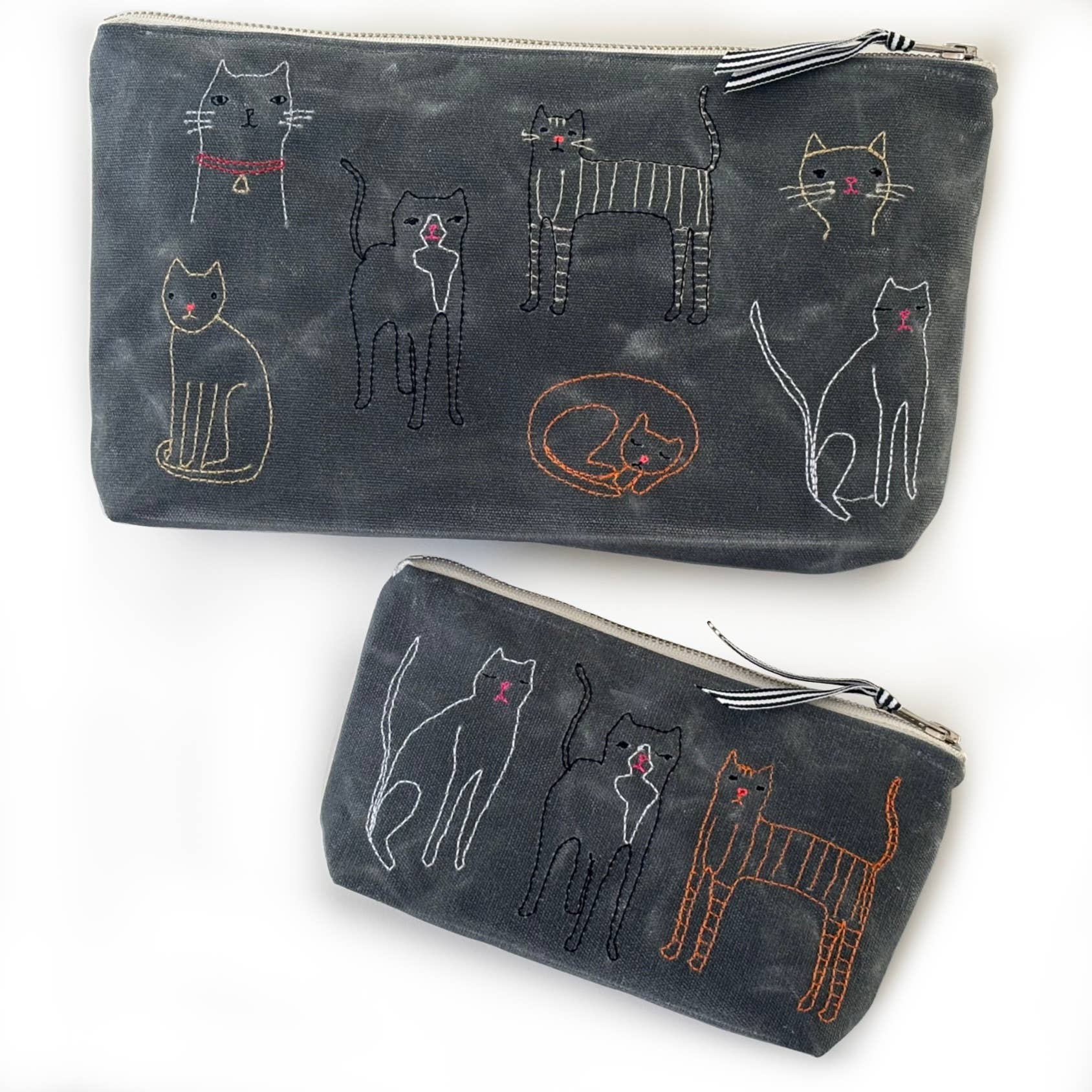 Cats Waxed Canvas Pouch : Large