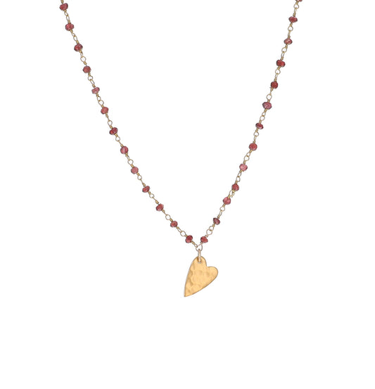 Garnet Heart Charm Necklace