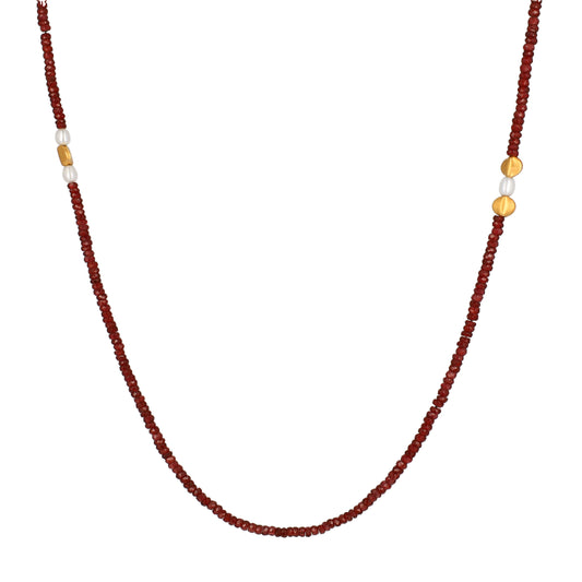 Garnet with Gold and Silver beads