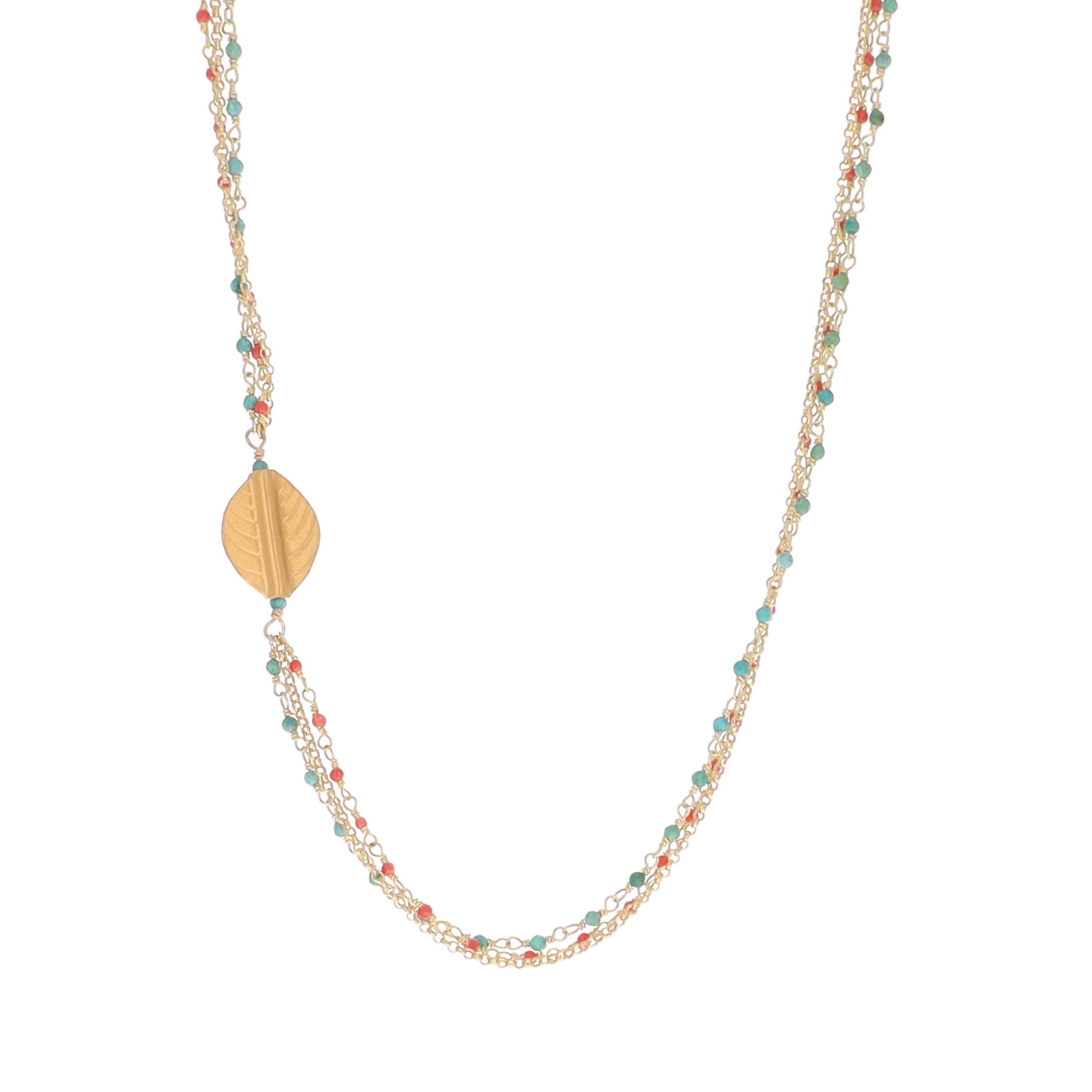 Multi Stone and Chain Necklace
