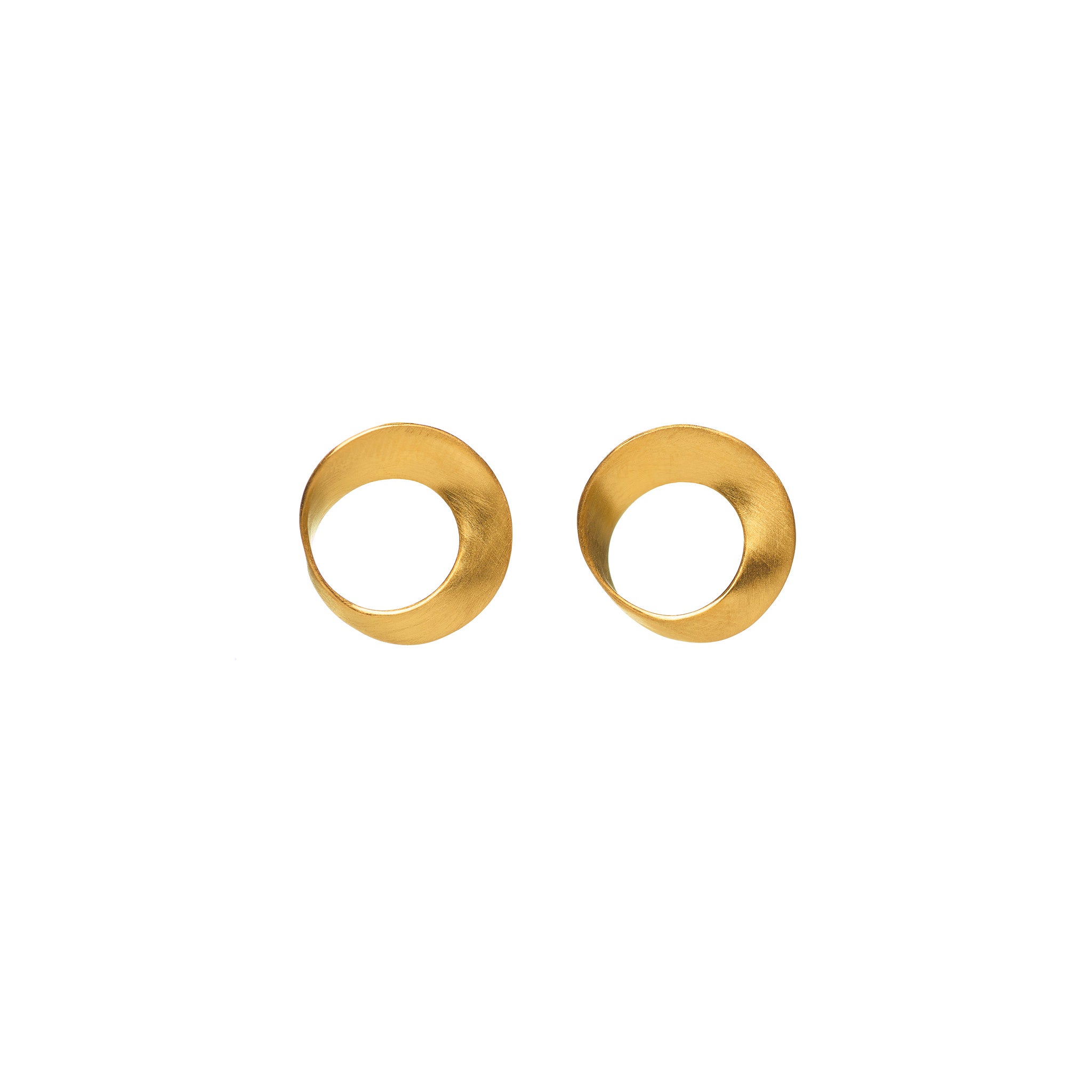 Mobius Circle Earrings in Gold - Satin Finish