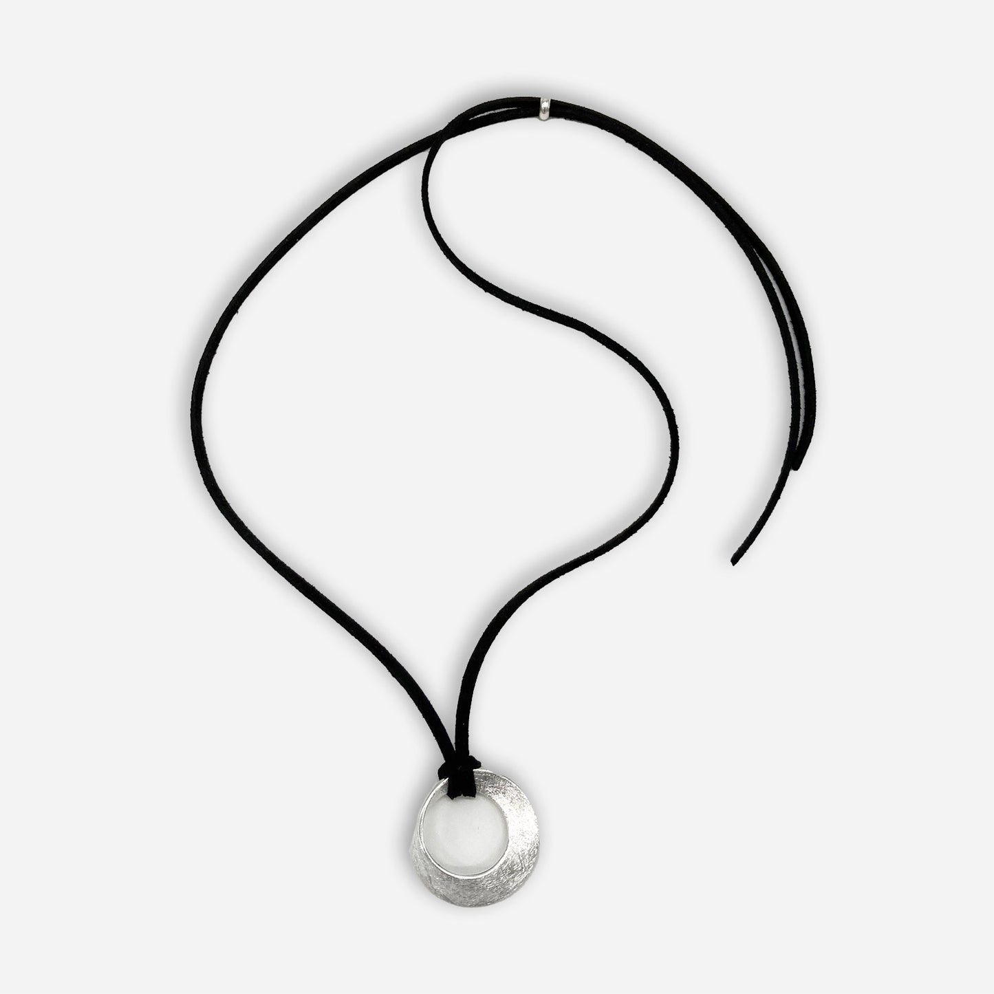 Mobius Circle Pendant in Silver on Adjustable Slide - Textured finish