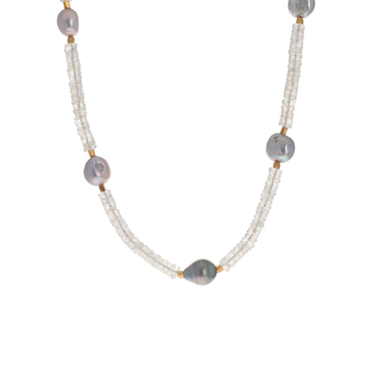 Moonstone and Tahitian Pearl Necklace