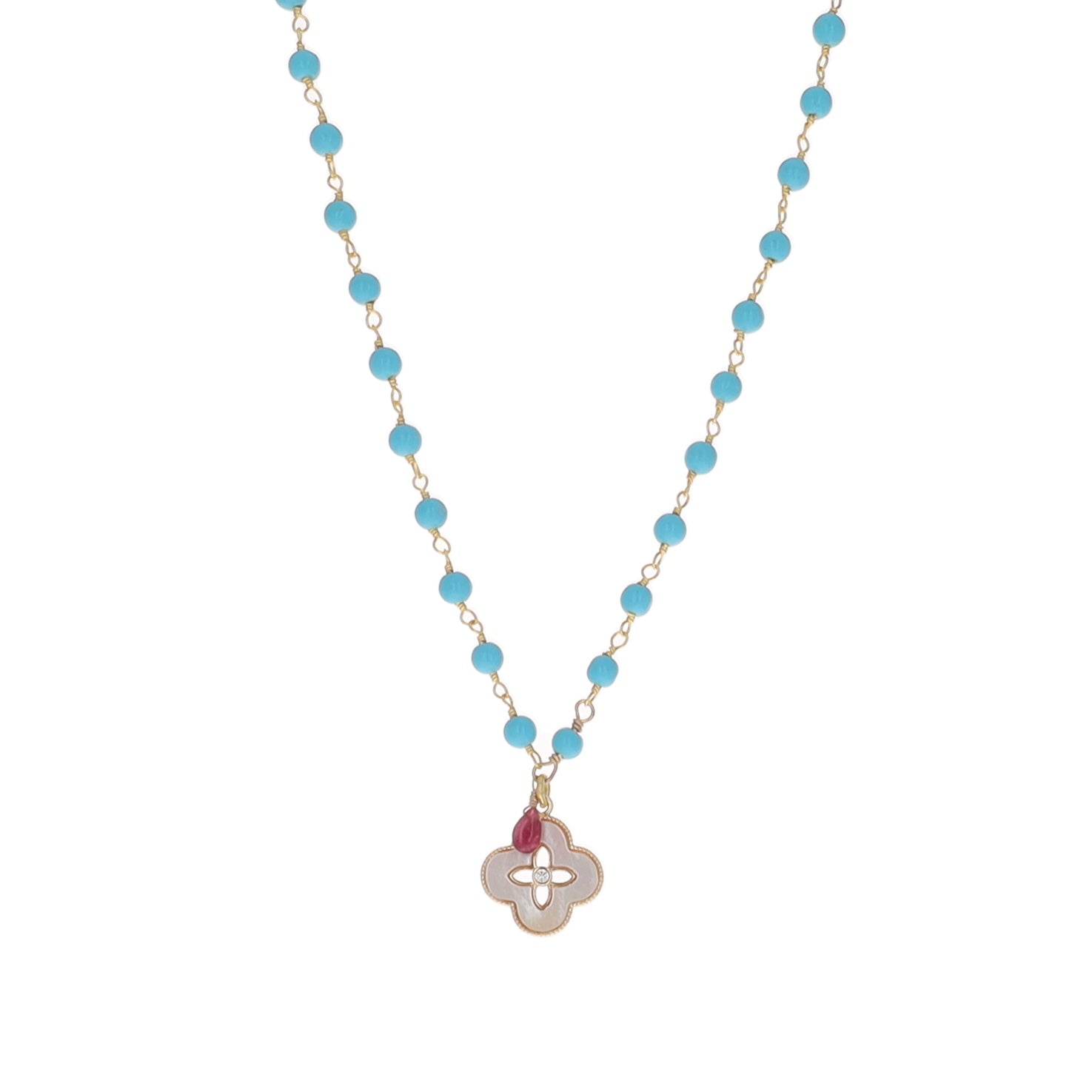 Clover Charm on Turquoise Necklace