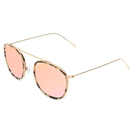Mykonos Ace white tortoise / gold w bright rose flat mirror lenses