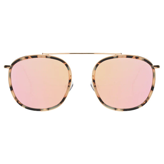 Mykonos Ace white tortoise / gold w bright rose flat mirror lenses