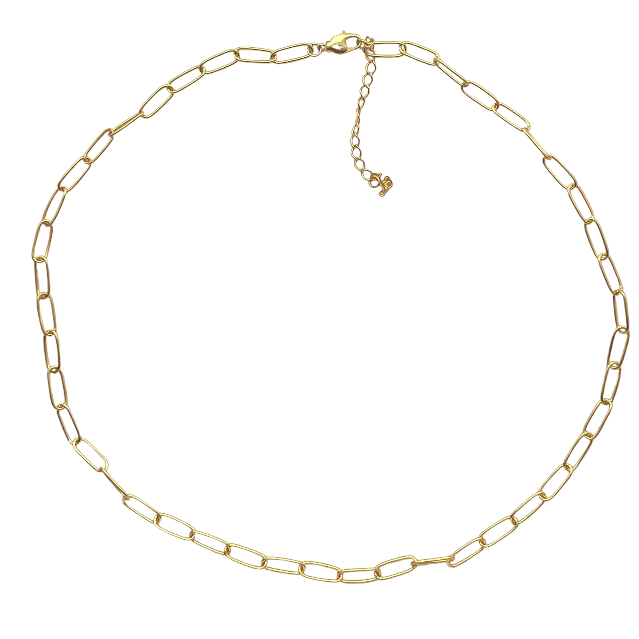 16" Adjustable" 18K Gold Plated Paperclip Chain