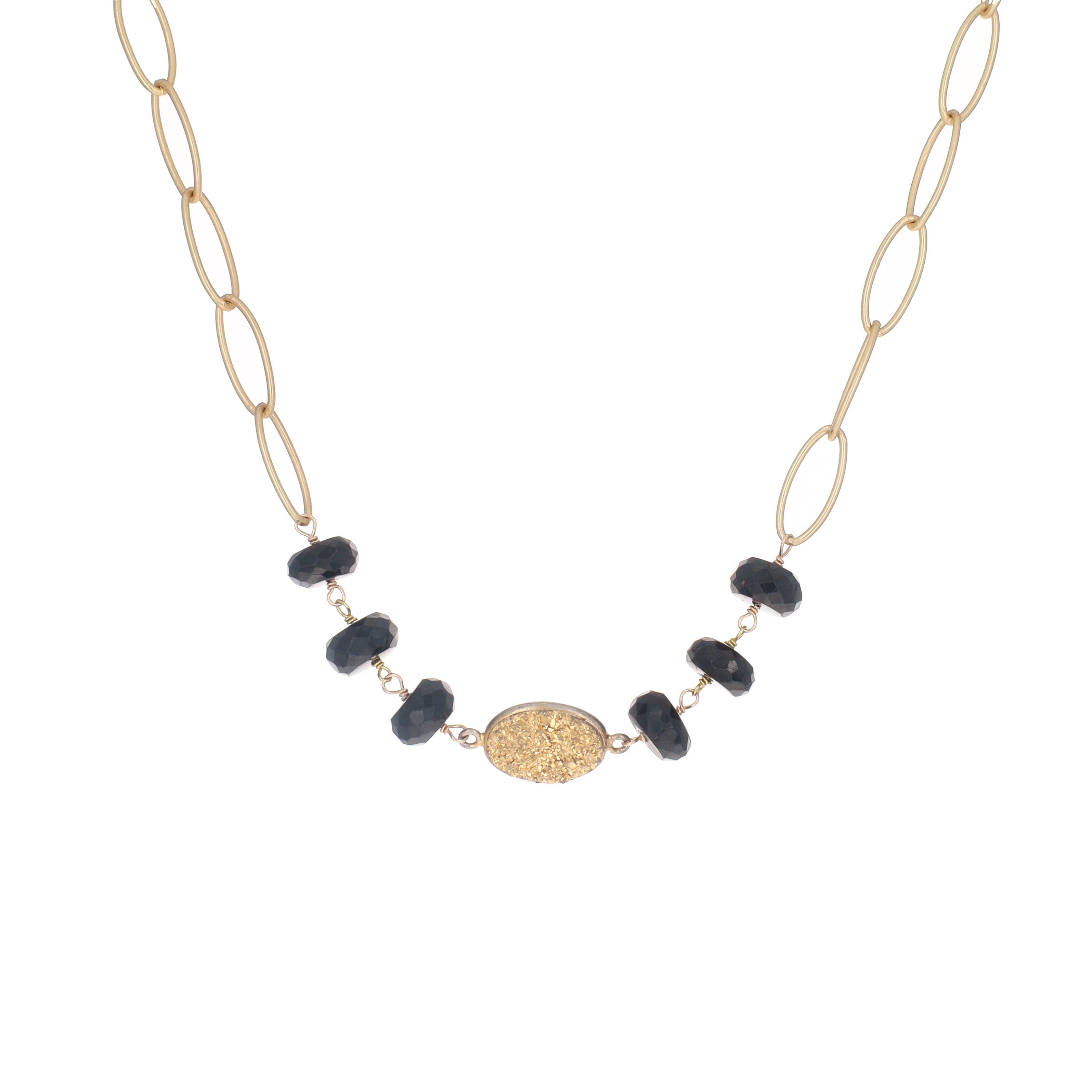 Druzy and Black Spinel Necklace