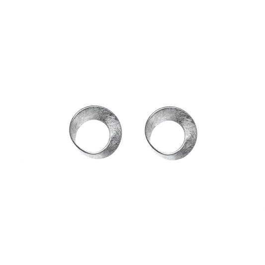 Mobius Circle Earrings in Silver - Textured finish
