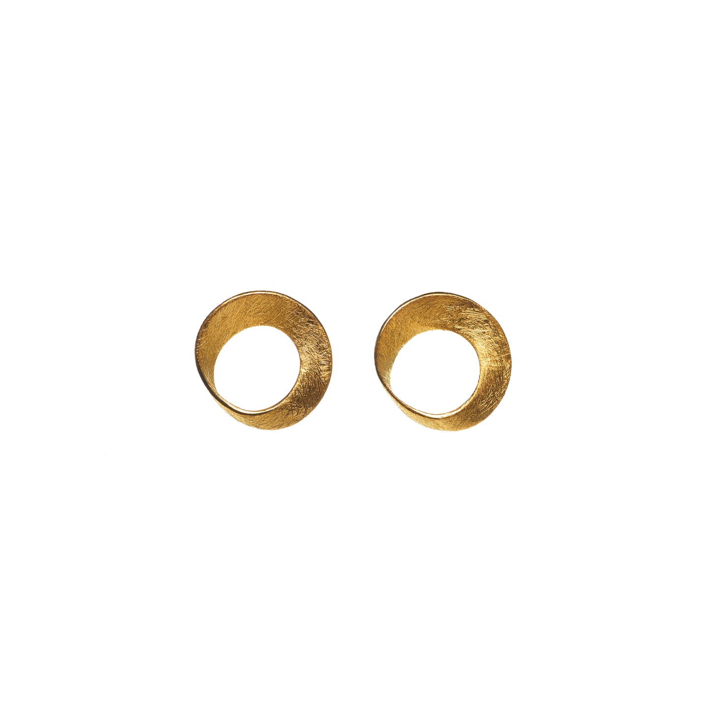 Mobius Circle Earrings in Gold - Textured Finish
