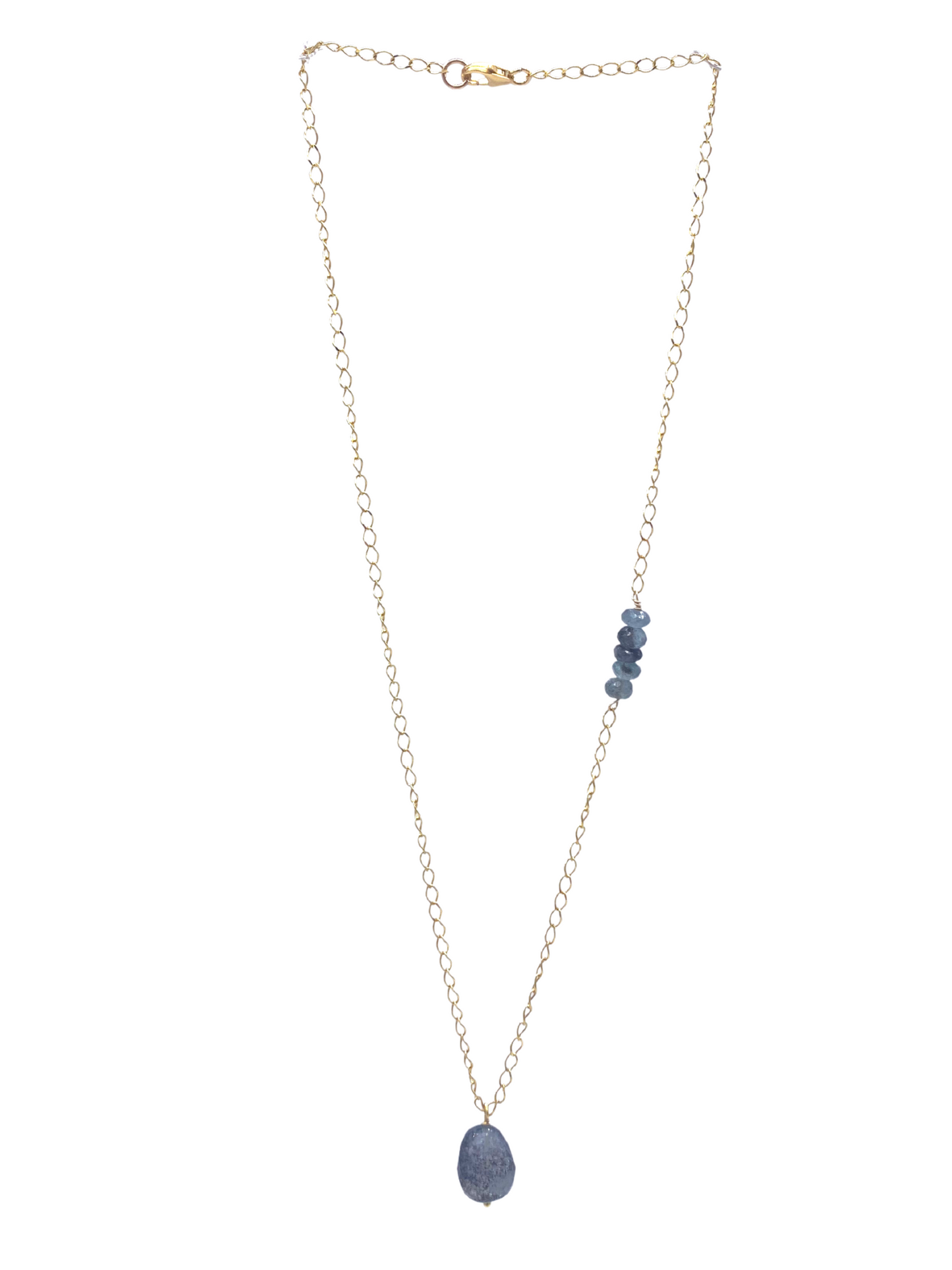 Mossy Aquamarine Drop Necklace