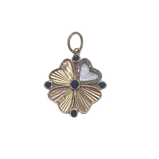 14 Carat Clover Charm with Sapphires