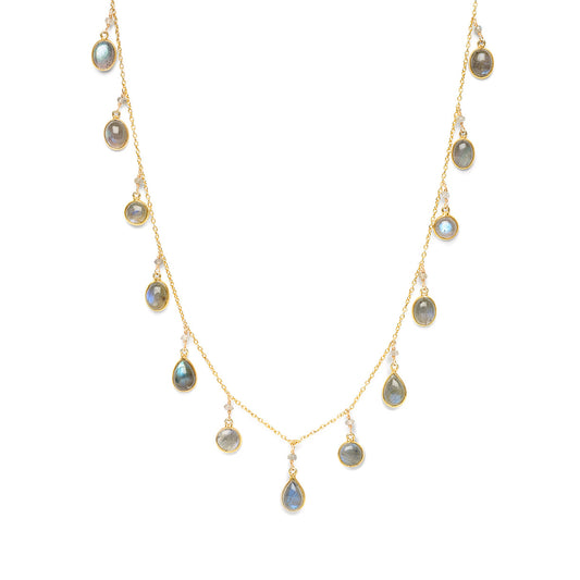 Labradorite Chain Drop Necklace 18"