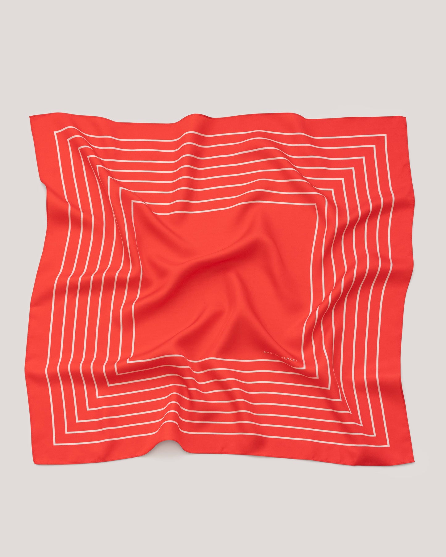 Agnes 100% Silk Sqaure Scarf Striped - Red + White