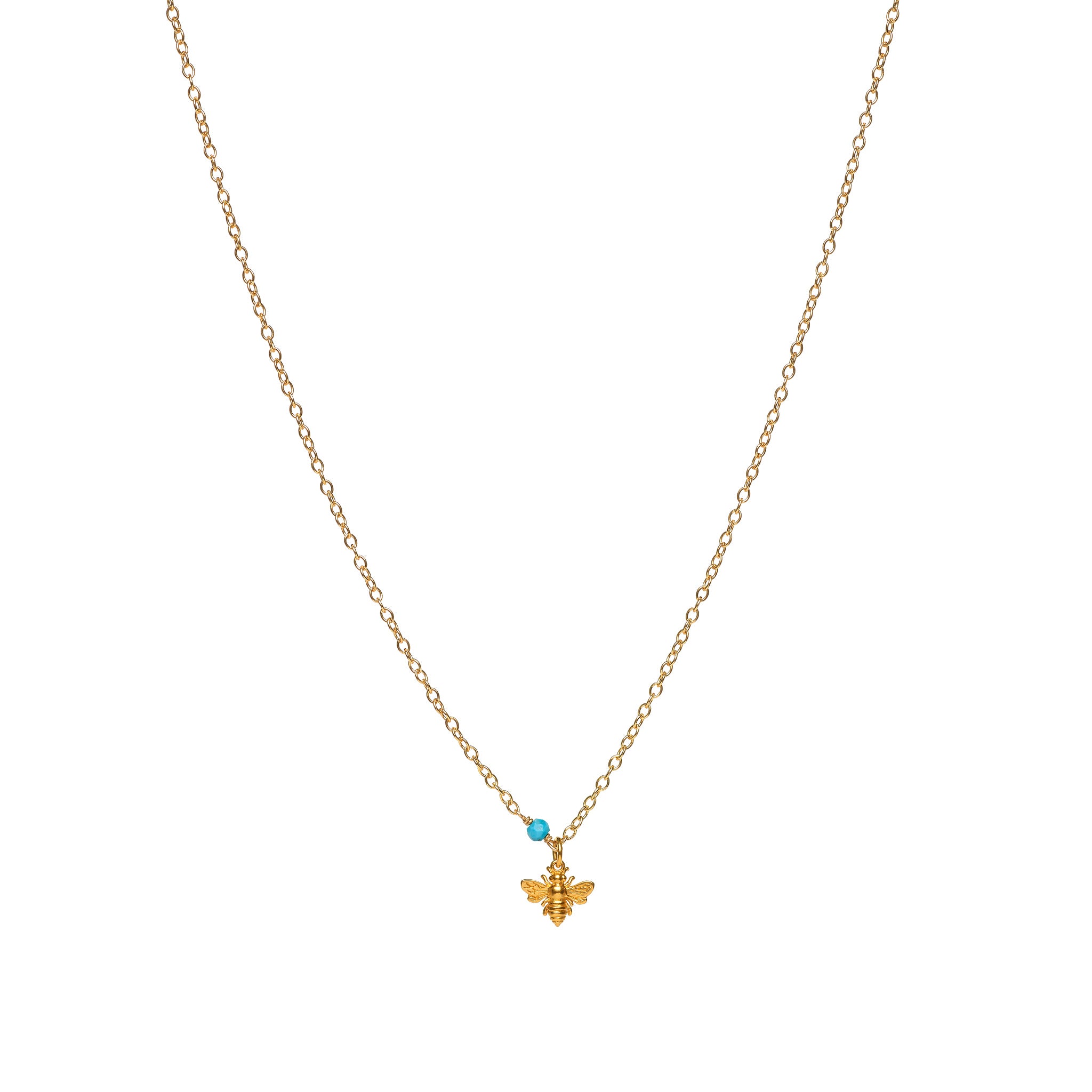 Small Bee Charm and Turquoise on Gold Filled Chain