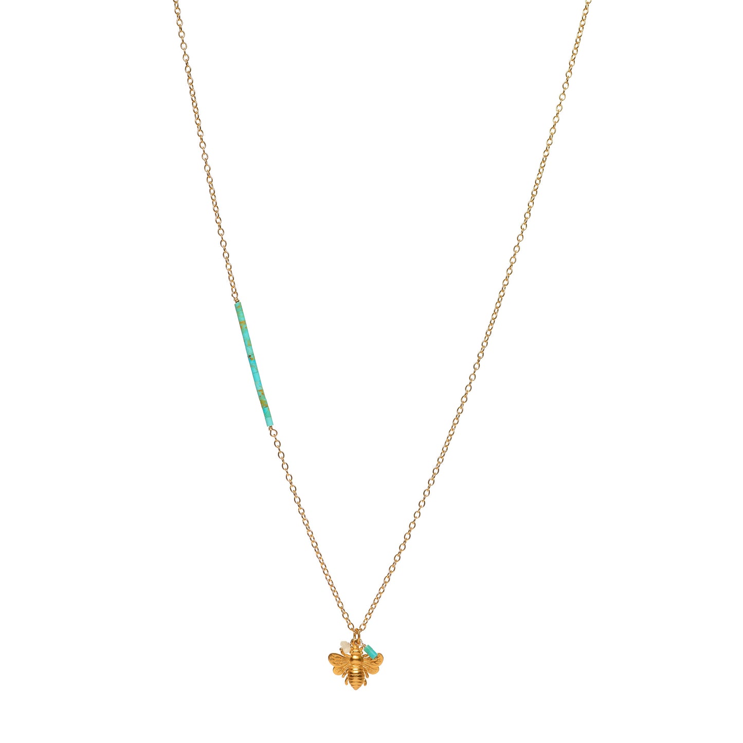 Heishi on Gold Filled Chain with Small Bee