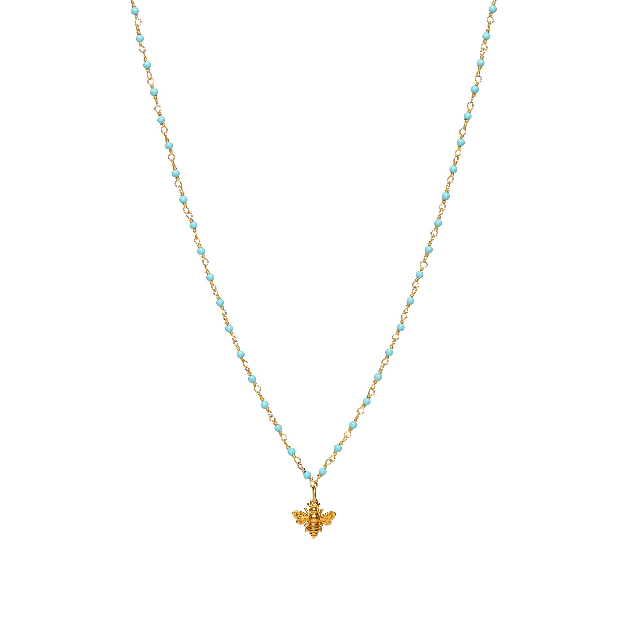 Bee Charm on Kingman Turquoise Necklace