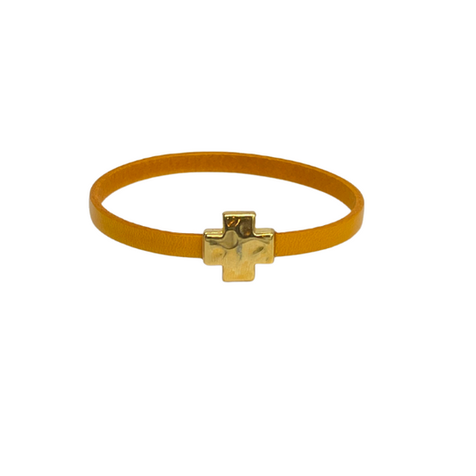 "Wrap it Up Bracelet" with Gold Cross - Single Length - Buttercup