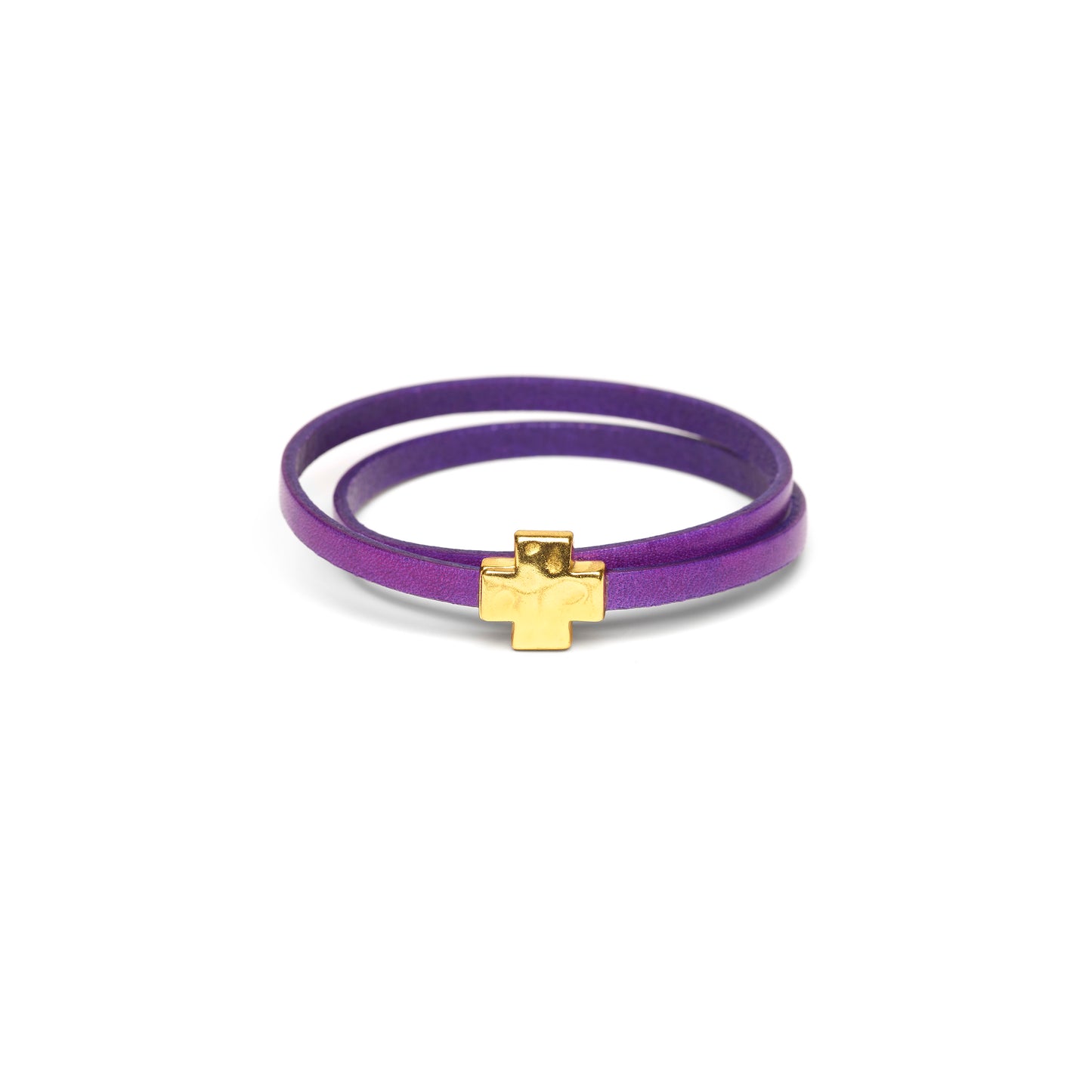 "Wrap it Up Bracelet" with Gold Cross - Double Length - Purple