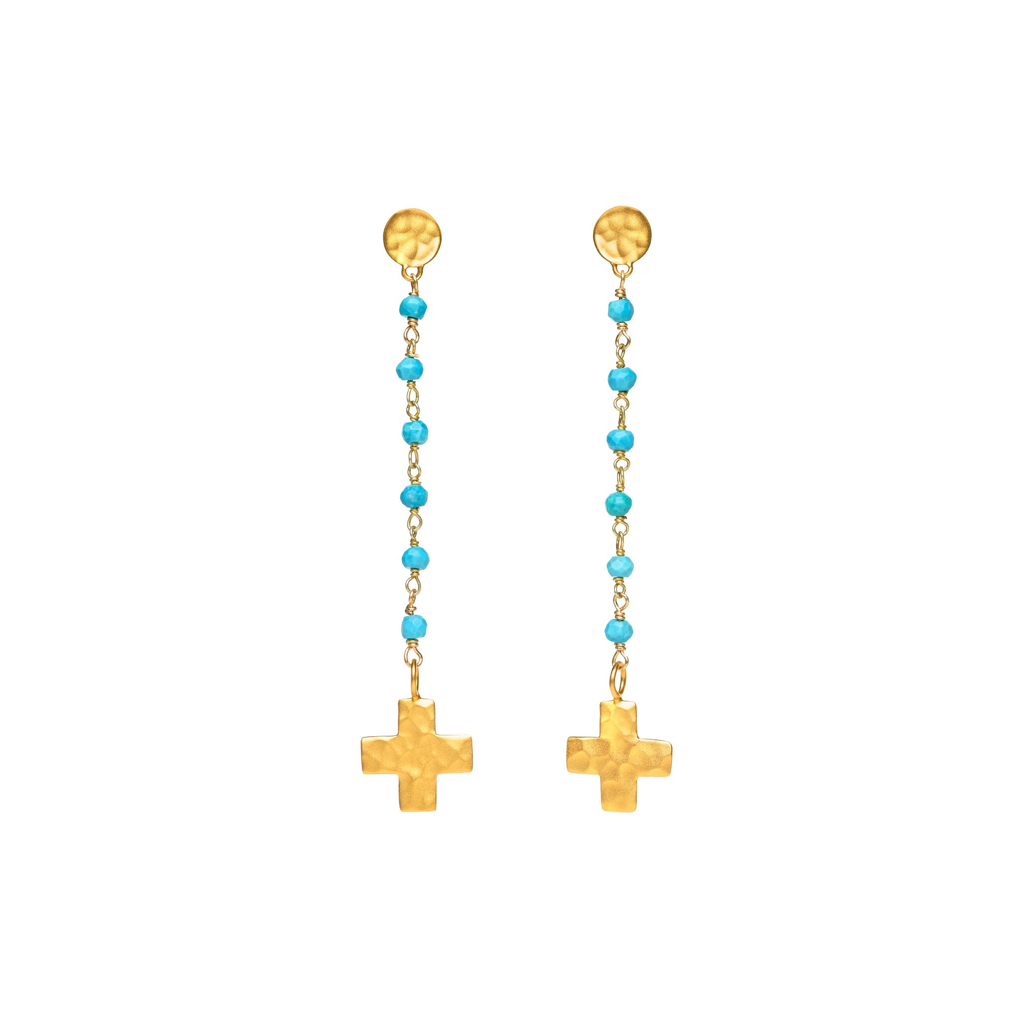 Kingman and Gold Cross Drop Earrings