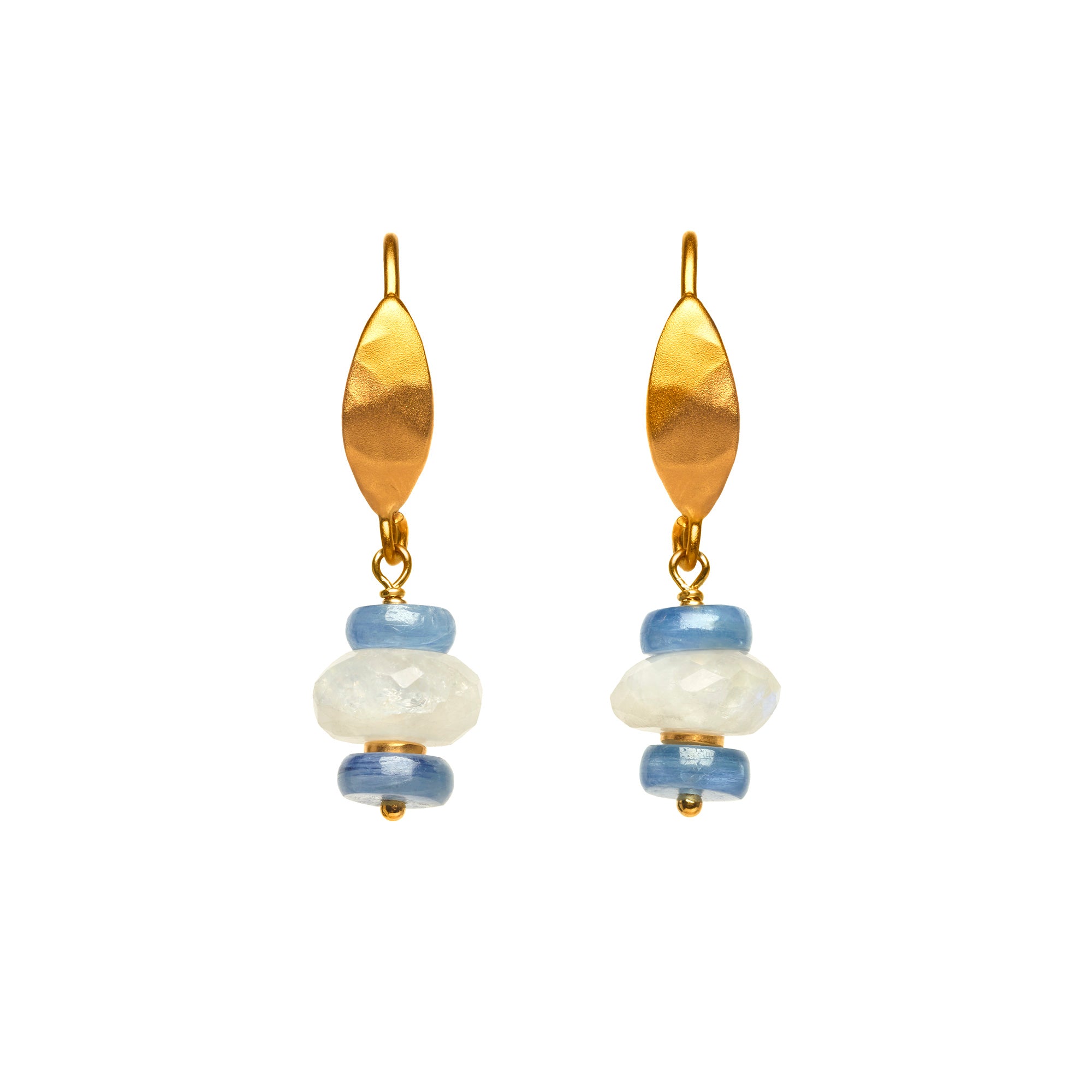 Stress Relieving Moonstone and Kyanite Drop Earrings