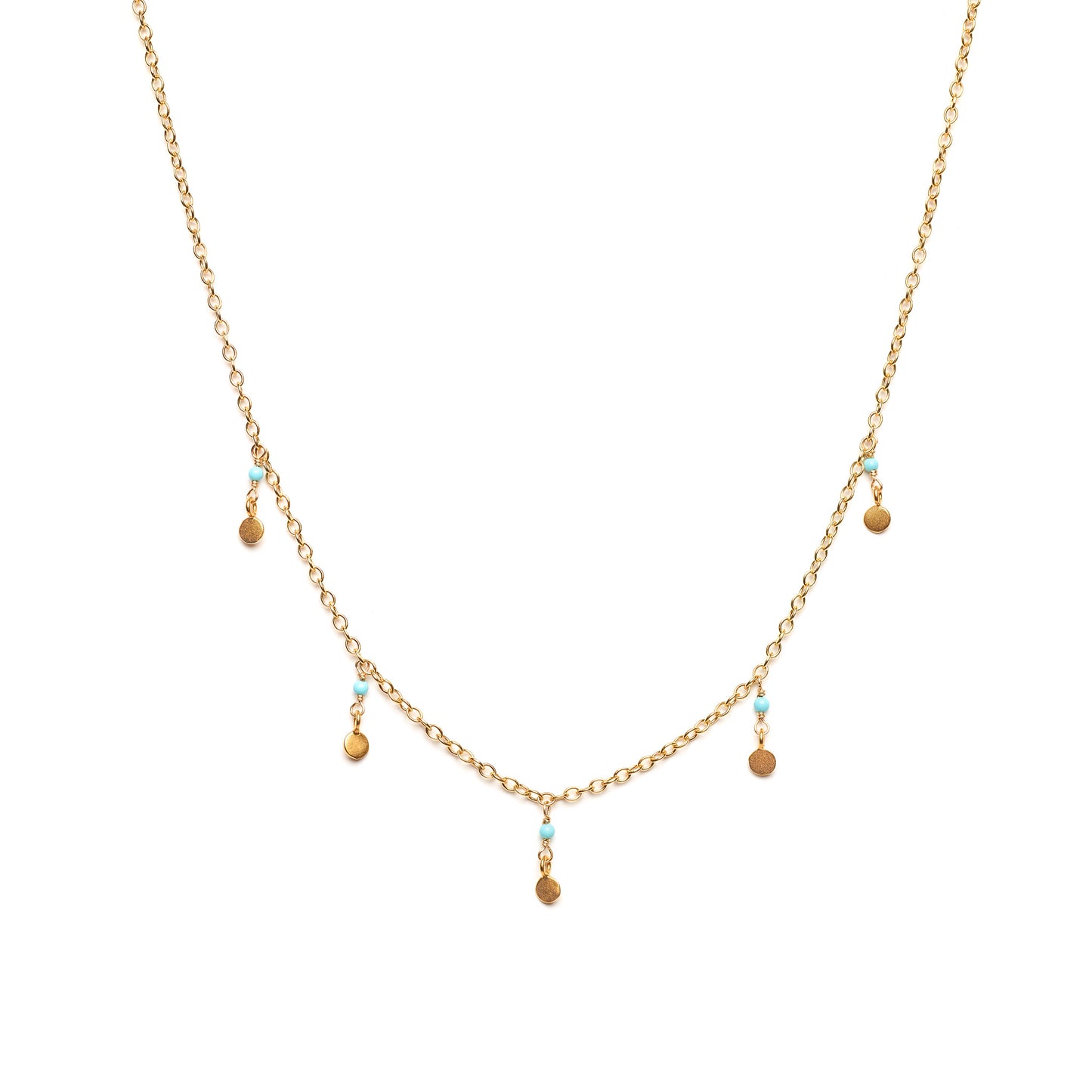 Dainty Turquoise and Gold Dot Necklace