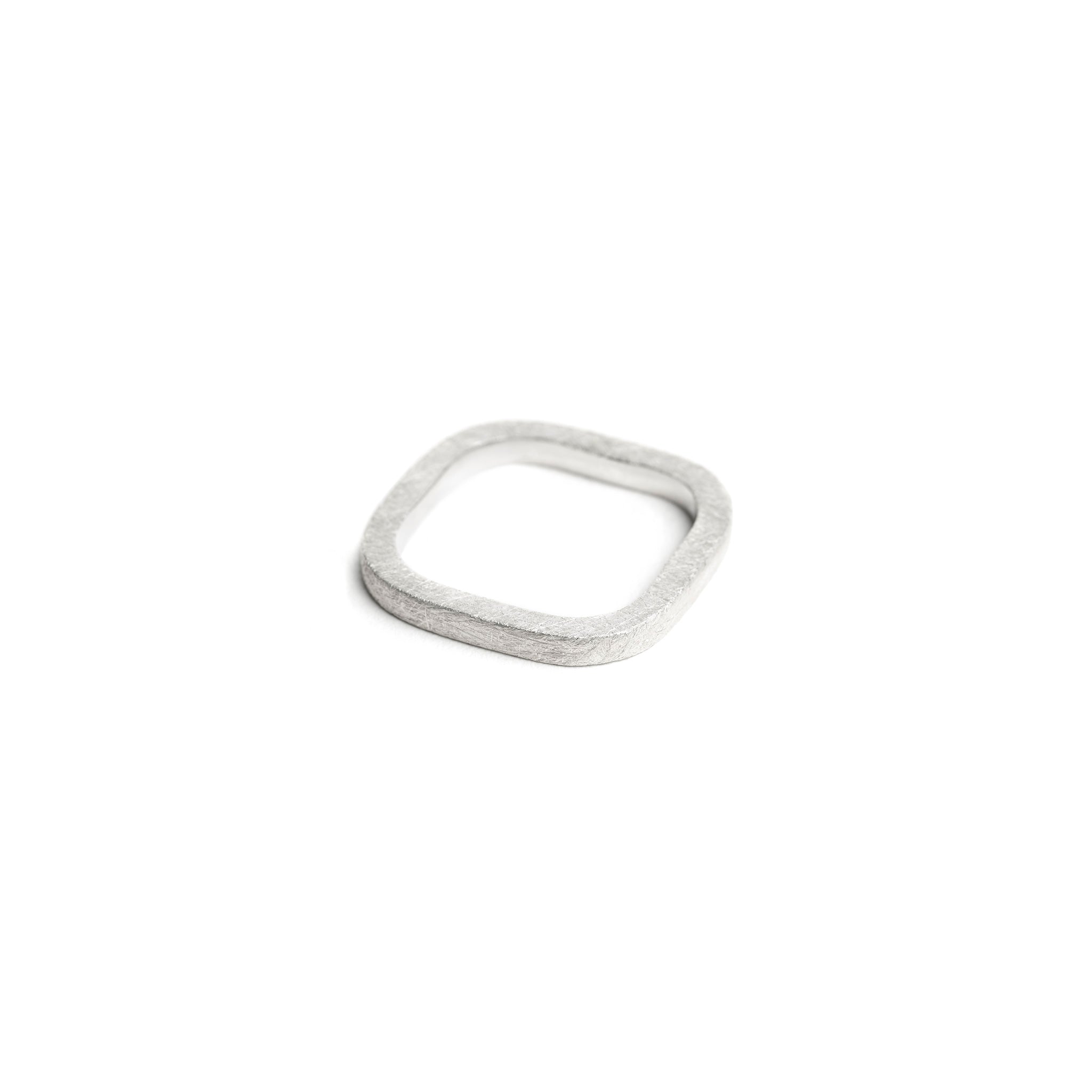 Thin Square Textured Ring-Silver