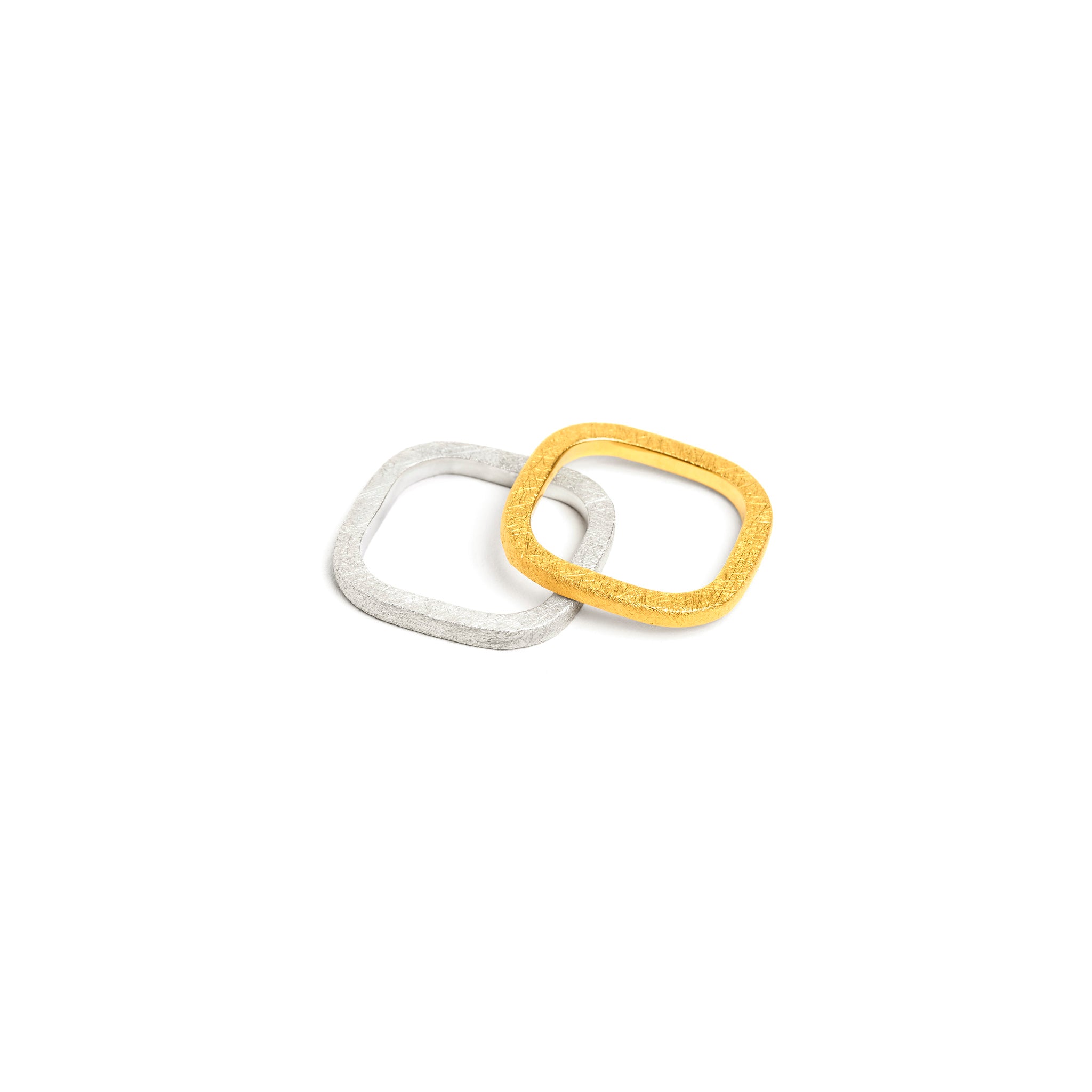 Thin Square Textured Ring-Silver