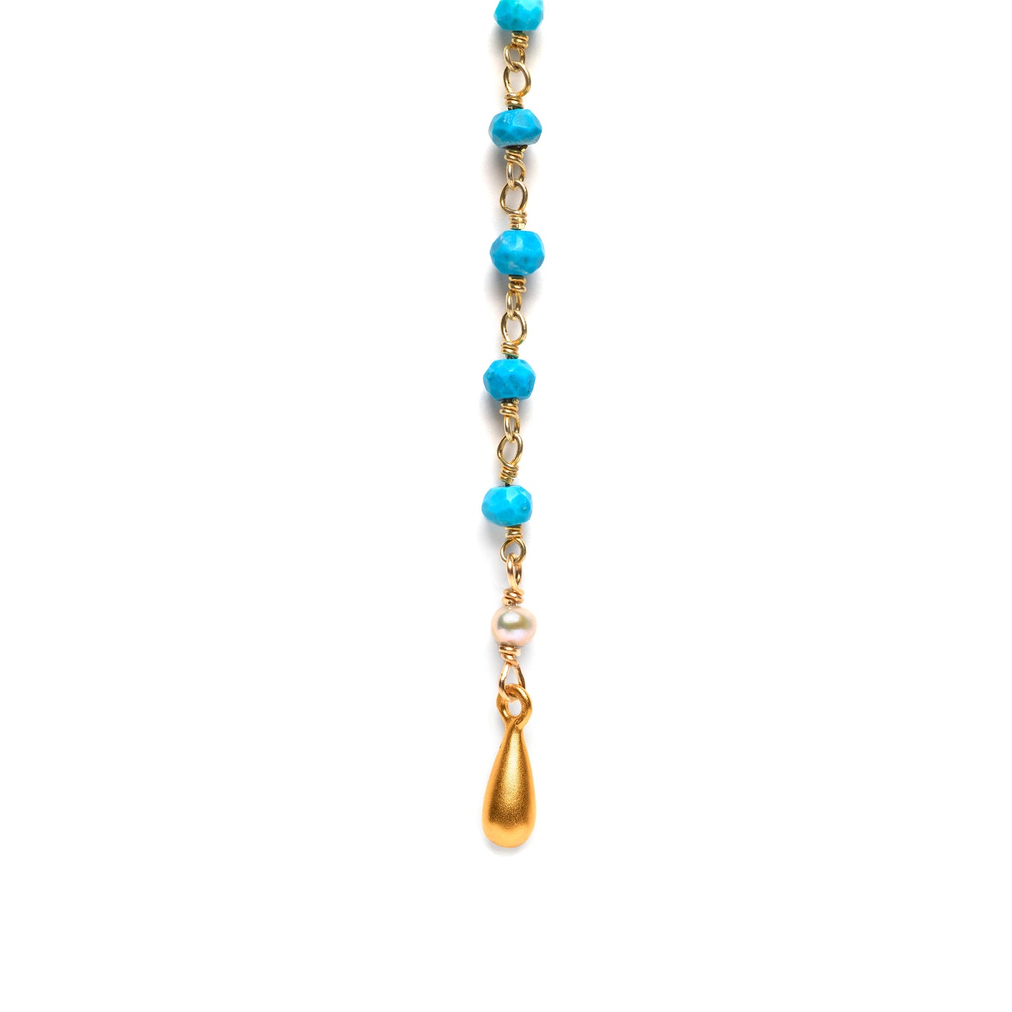 Kingman Turquoise Lariat with Gold Drop