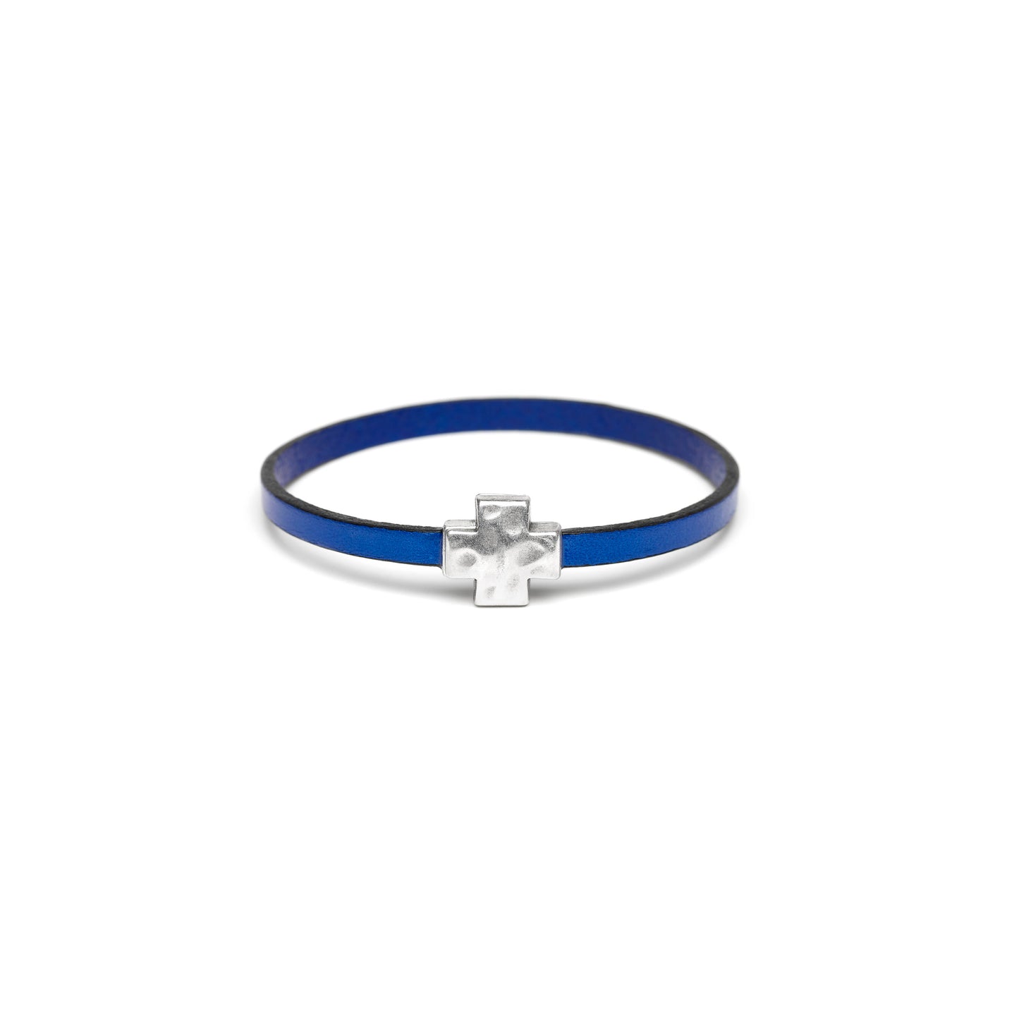 "Wrap it Up Bracelet" with Silver Cross - Single Length - Electric Blue