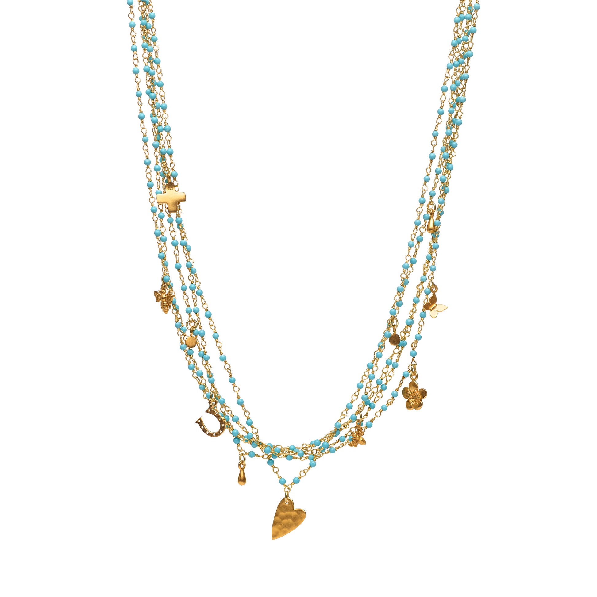 Kingman Turquoise Charm Necklace