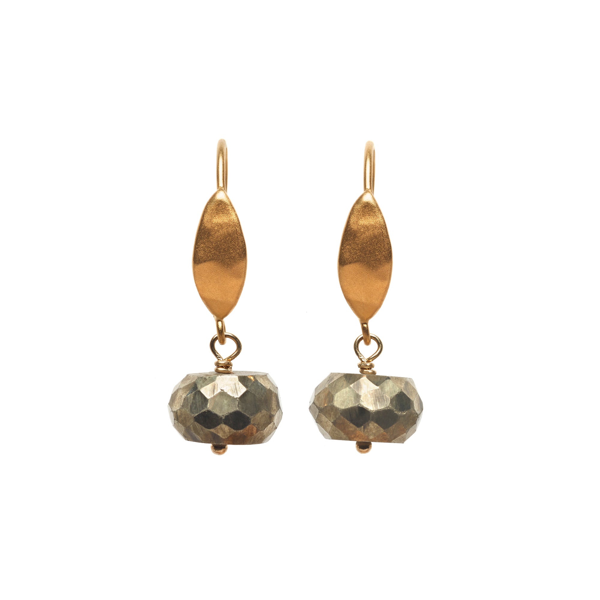 Grey Pyrite Drop Earrings