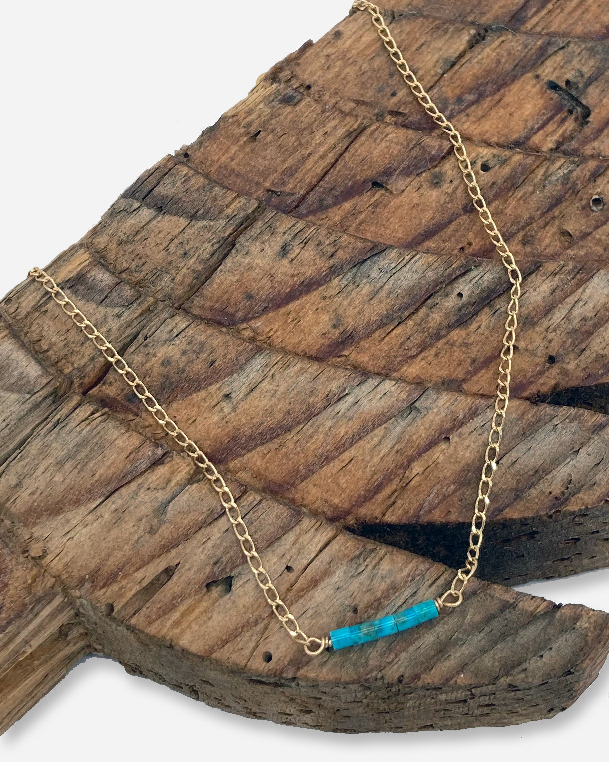 Turquoise Heishi Bar Necklace