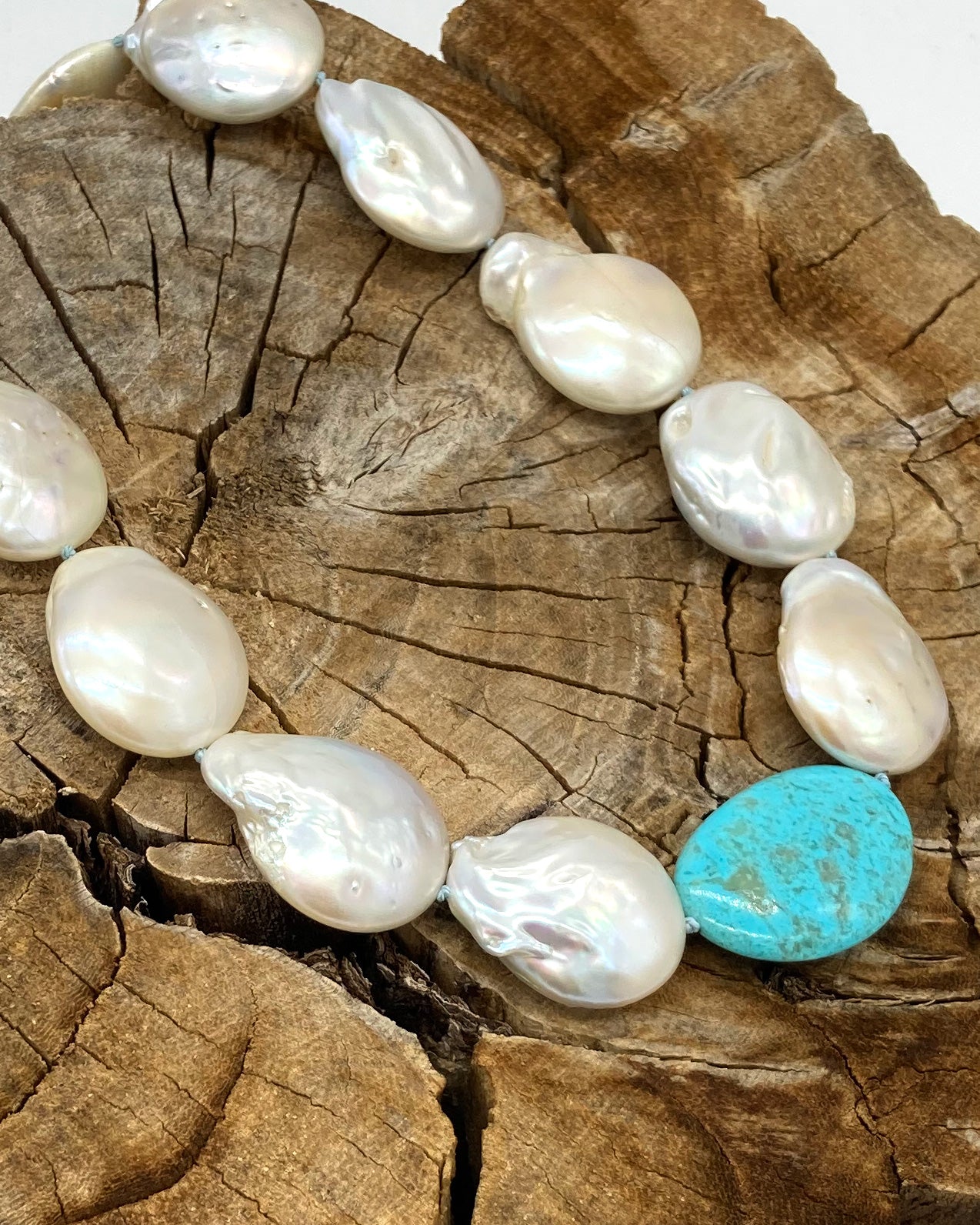 Jumbo Pearl and Turquoise Necklace