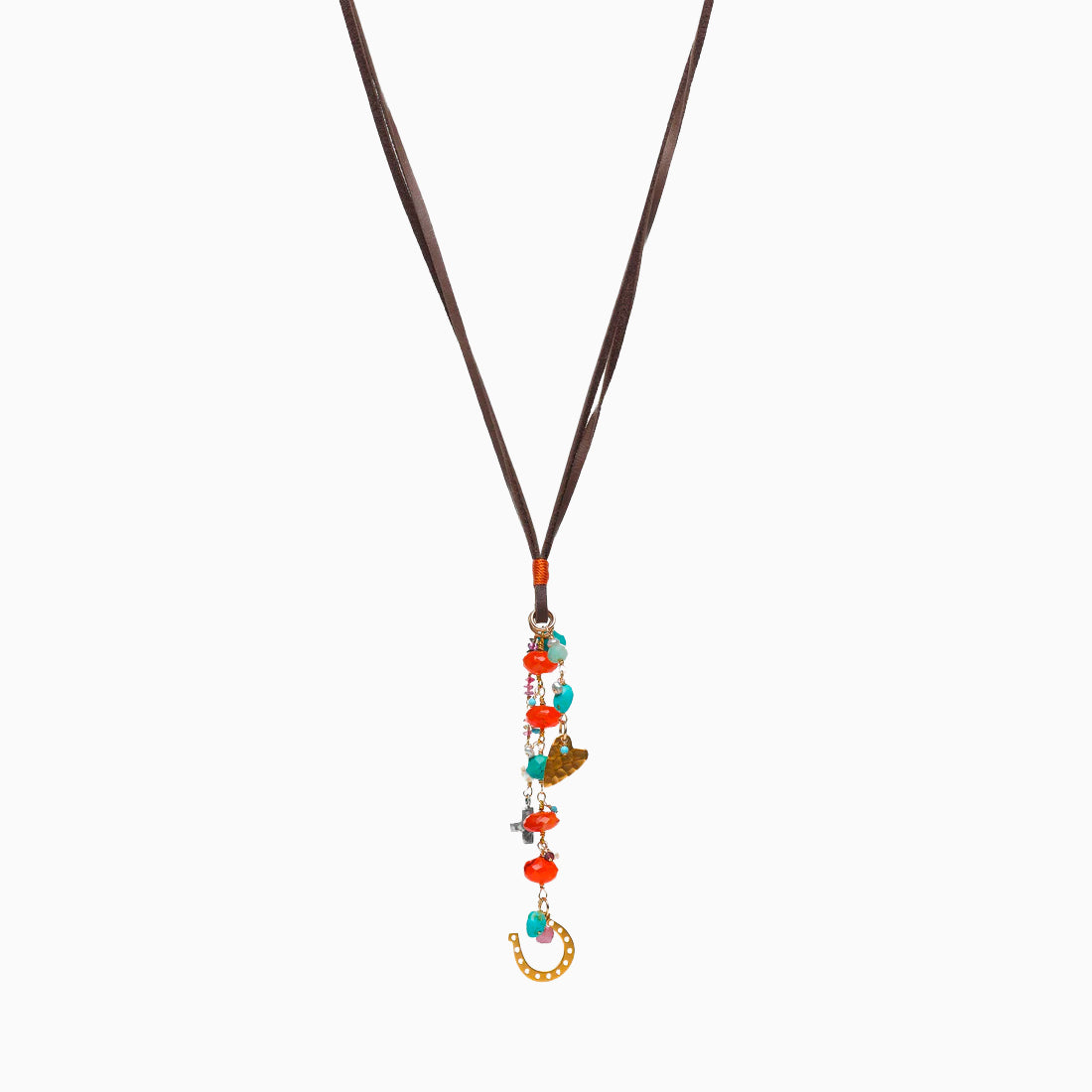 Mixed Charm Bundle on Suede with Carnelian and Turquoise