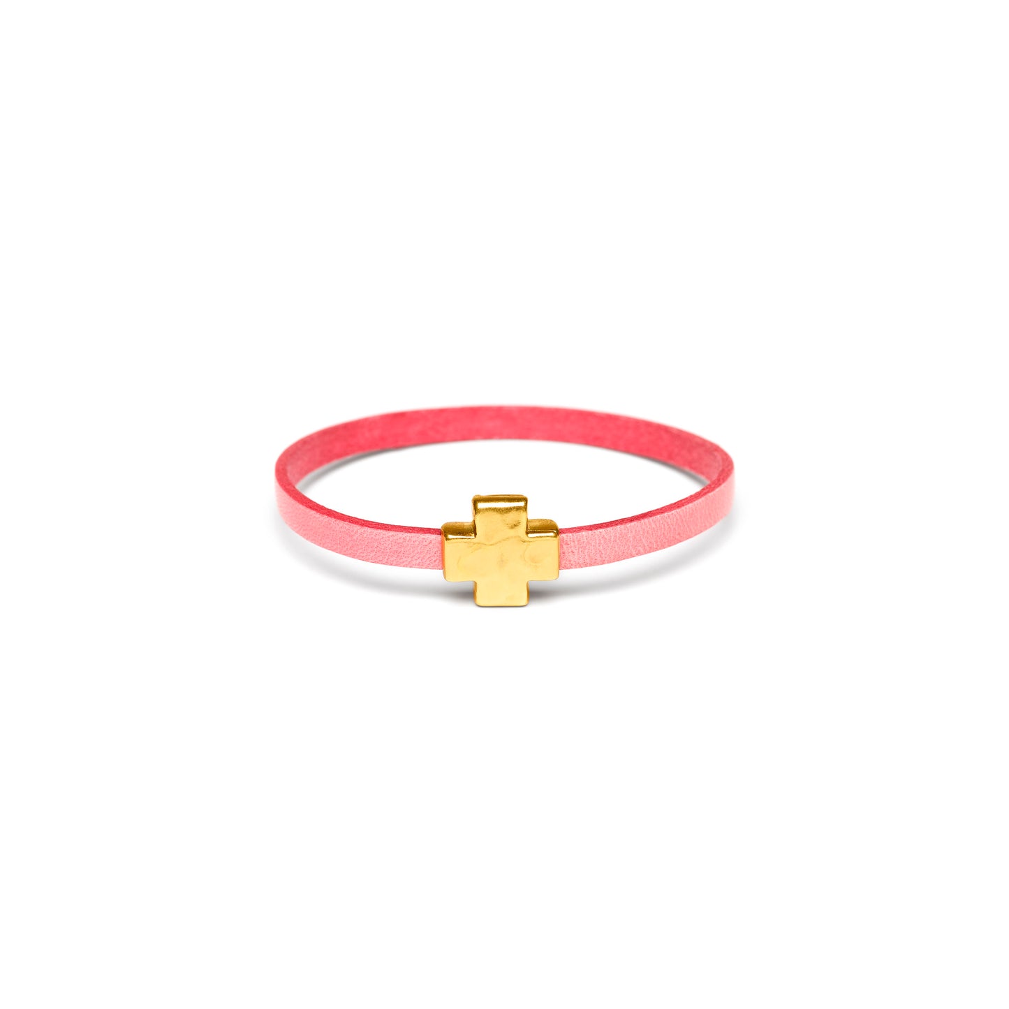 "Wrap it Up Bracelet" with Gold Cross - Single Length - Pink